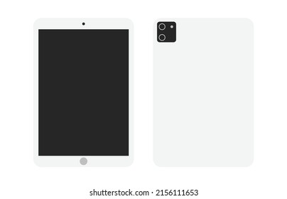 Tablet technology front and back view design and flat vector illustration