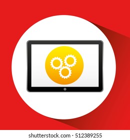tablet technology icon gear business vector illustration eps 10