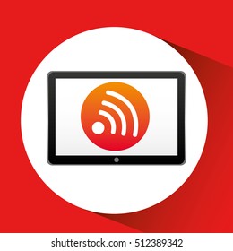 tablet technology icon wifi internet vector illustration eps 10