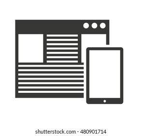 tablet technology isolated silhouette icon vector illustration design