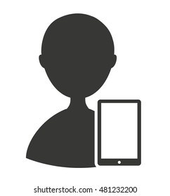 tablet technology isolated silhouette icon vector illustration design