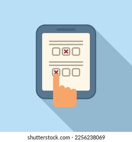 Tablet test icon flat vector. Answer exam. Paper check