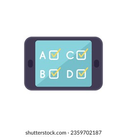 Tablet test icon flat vector. Form sheet. Online education isolated