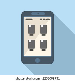 Tablet textbook icon flat vector. Digital ebook. Online school