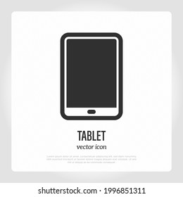 Icono de línea delgada de Tablet. Gadget. Ilustración vectorial.