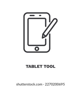 tablet tool icons. Thin line tablet tool, digital icon from computer and tech collection. Outline vector isolated on white background. Editable tablet tool symbol can be used web and mobile