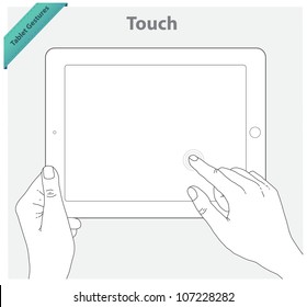 Tablet touch gestures. Touch screen