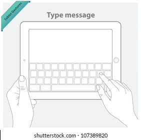 Tablet touch gestures. Type message