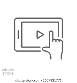 Tablet Touch Video Gliederungssymbol Bearbeitbarer Strich Online-Unterricht