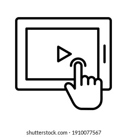 Tablet, touch, video, tap icon vector image. Can also be used for online education. Suitable for use on web apps, mobile apps and print media.