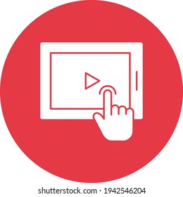 Tablet, touch, video, tap icon vector image. Can also be used for online education. Suitable for use on web apps, mobile apps and print media.