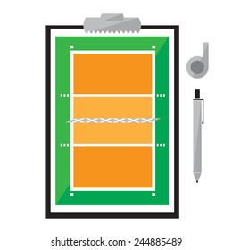 Tablet for Training Volleyball. Vector Illustration
