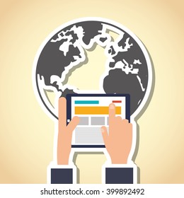tablet and travel icon design