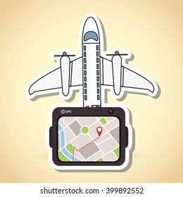 tablet and travel icon design