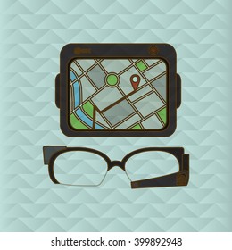 tablet and travel icon design