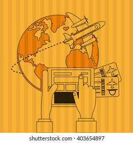 tablet and travel icon design, vector illustration