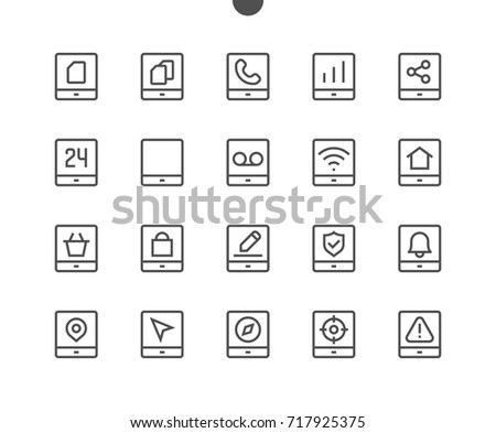 Tablet UI Pixel Perfect Well-crafted Vector Thin Line Icons 48x48 Ready for 24x24 Grid for Web Graphics and Apps with Editable Stroke. Simple Minimal Pictogram Part 3-3