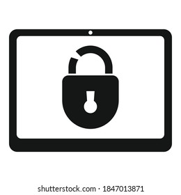 Tablet unlock fraud icon. Simple illustration of tablet unlock fraud vector icon for web design isolated on white background