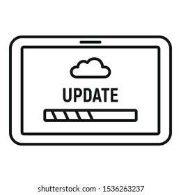 Tablet update icon. Outline tablet update vector icon for web design isolated on white background