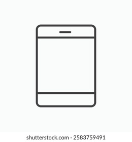 Tablet vector icon isolated in black line