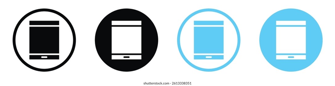 Tablet vector icons in black and blue colors