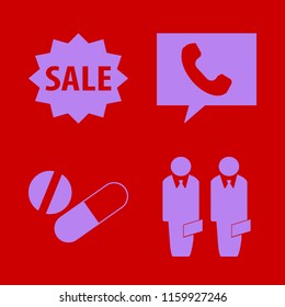 tablet vector icons set. with businessmen, sale, tablet capsule and phone in set