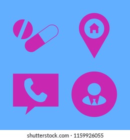tablet vector icons set. with house location, businessman, phone and tablet capsule in set