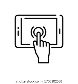 Ilustración vectorial de Tablet. Icono de línea de símbolos Tecnología e Smart Working. 