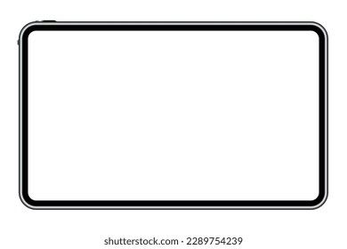 Tablet vector. Mockup image of black tablet with blank white screen.