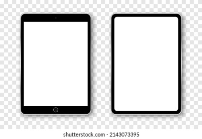 Tablet vector mockup. Tablet mockup, technology device, blank screen. Empty display. PNG.