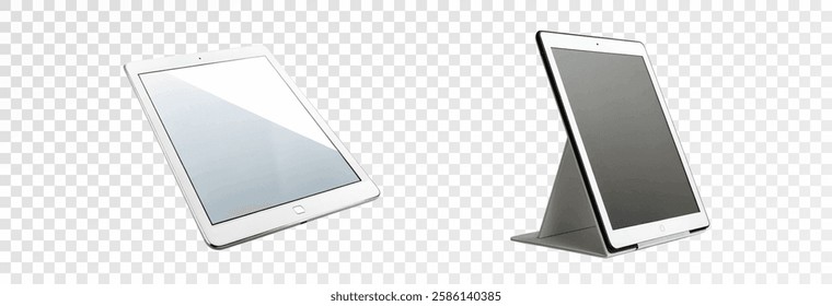 Tablet, tablet vector on transparent background, realistic tablet from different angles vector, png.