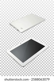 Tablet, tablet vector on transparent background, realistic tablet from different angles vector, png.