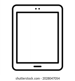 Tablet Vector Outline Icon Isolated On White Background
