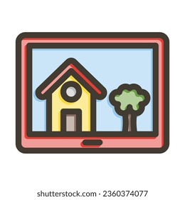 Tablet Vector Thick Line Filled Colors Icon For Personal And Commercial Use.
