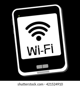 Tablet Vector With Wifi Symbol And Black Background