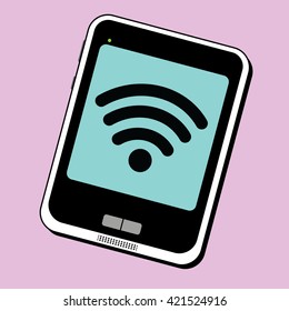 Tablet Vector With Wifi Symbol And Pink Background