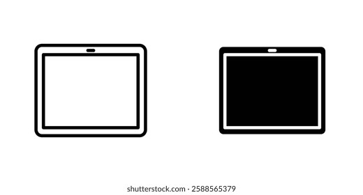 Tablet vectors icons set in filled and strokes on white background