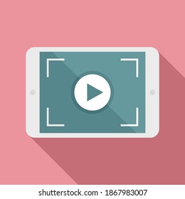 Tablet video recording icon. Flat illustration of tablet video recording vector icon for web design