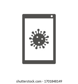 Tablet virus message. Virus inform.  Simple vector icon.