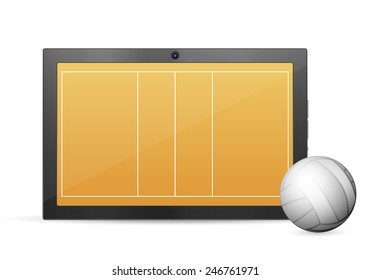 Tablet volleyball on a white background. Vector illustration.