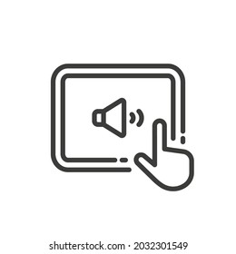 Tablet with volume icon on white background