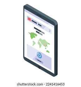 Tablet vpn icon isometric vector. Server network. Internet web