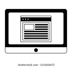 tablet with web page template isolated icon