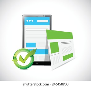 tablet web responsive site illustration design over a white background