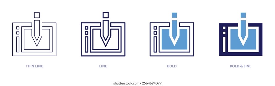 Tablet weight icon in 4 different styles. Thin Line, Line, Bold, and Bold Line. Duotone style. Editable stroke.