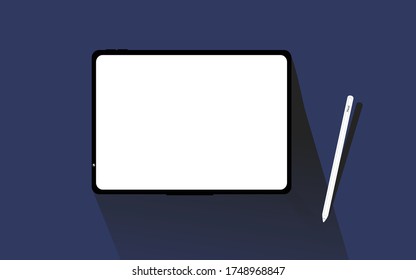 Tablet with white screen Using digital tablet pc similar to ipad, Concept for web design, flat design, promotion templates, infographics. illustration. Eps 10 vector