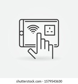 Tablet with wi-fi and UK Smart Socket vector outline icon or design element