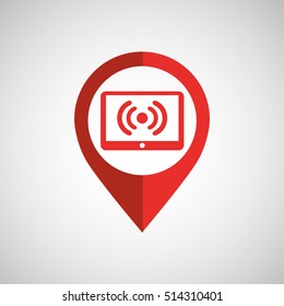 tablet wireless concept wifi pin icon vector illustration eps 10