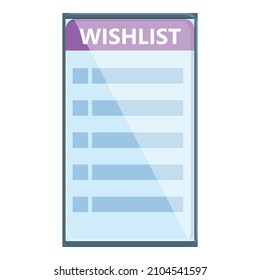 Tablet wishlist icon cartoon vector. Christmas store. Paper write