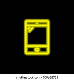 Tablet yellow glowing neon ui ux icon. Glowing sign logo vector